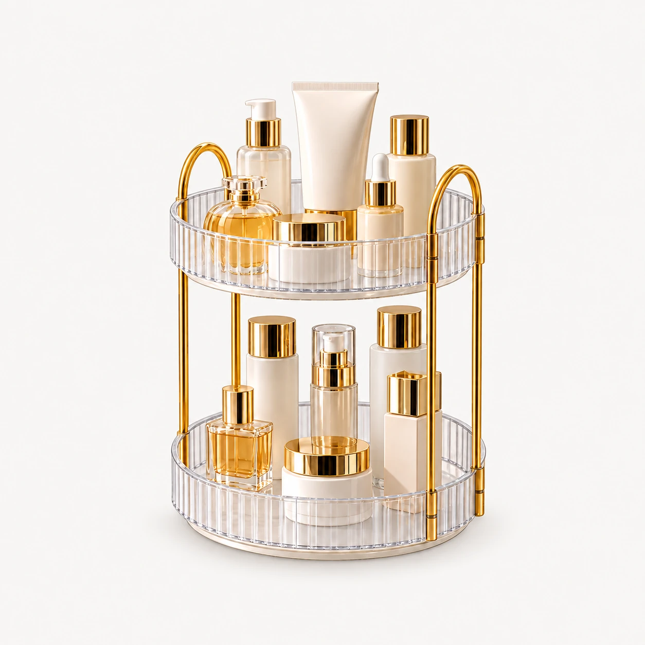 Clear 2-Tier Rotating Cosmetic Organizer