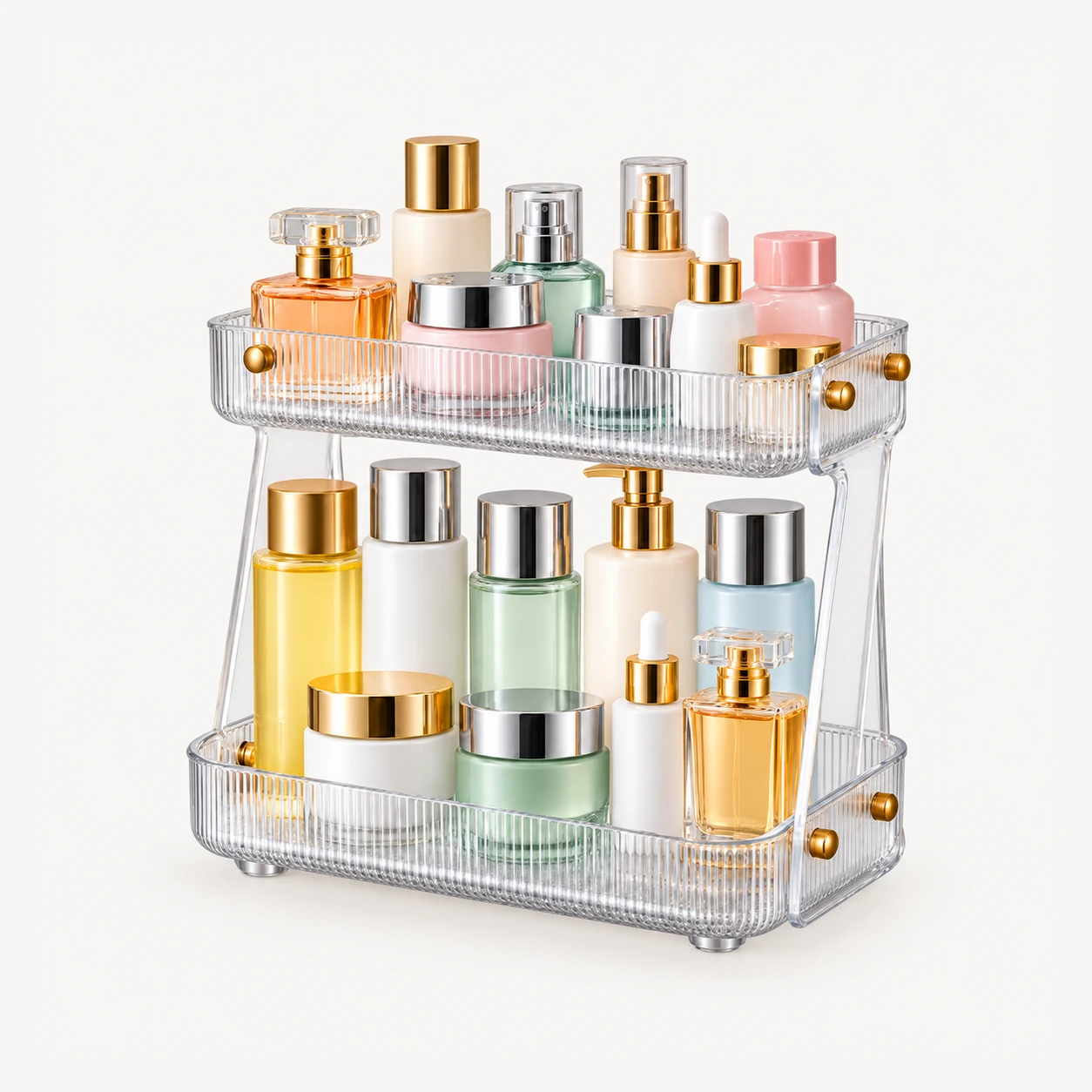 Clear 2-Tier PET Skincare Organizer Rack