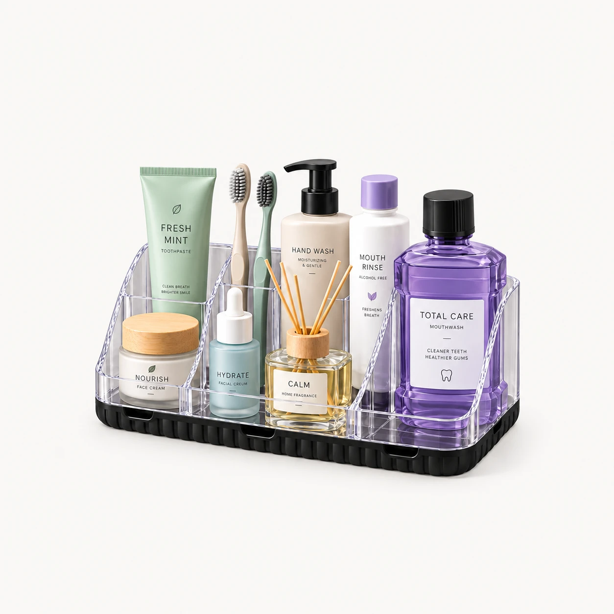 styled with toiletries