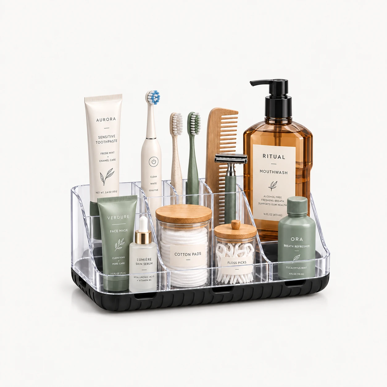 Clear PET Detachable 7-Slot Bathroom Organizer